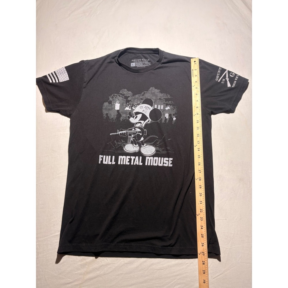 Grunt Style Full Metal Mouse Graphic T-Shirt Black Mens Large Military Parody